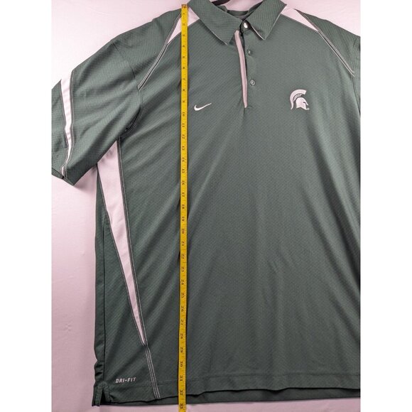 Nike Dri-Fit Elite Michigan Spartans Polo Shirt Men's Size XL Green/White - Picture 5 of 10